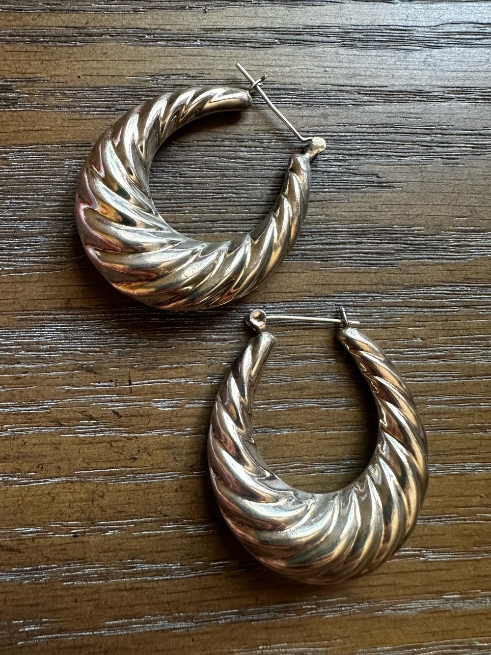XL Boho 80’s Sterling Shrimp Puffy Hoops